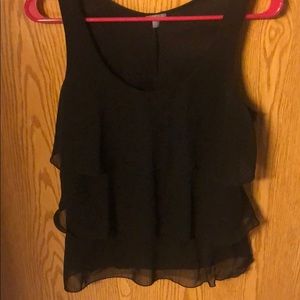 Black ruffle blouse